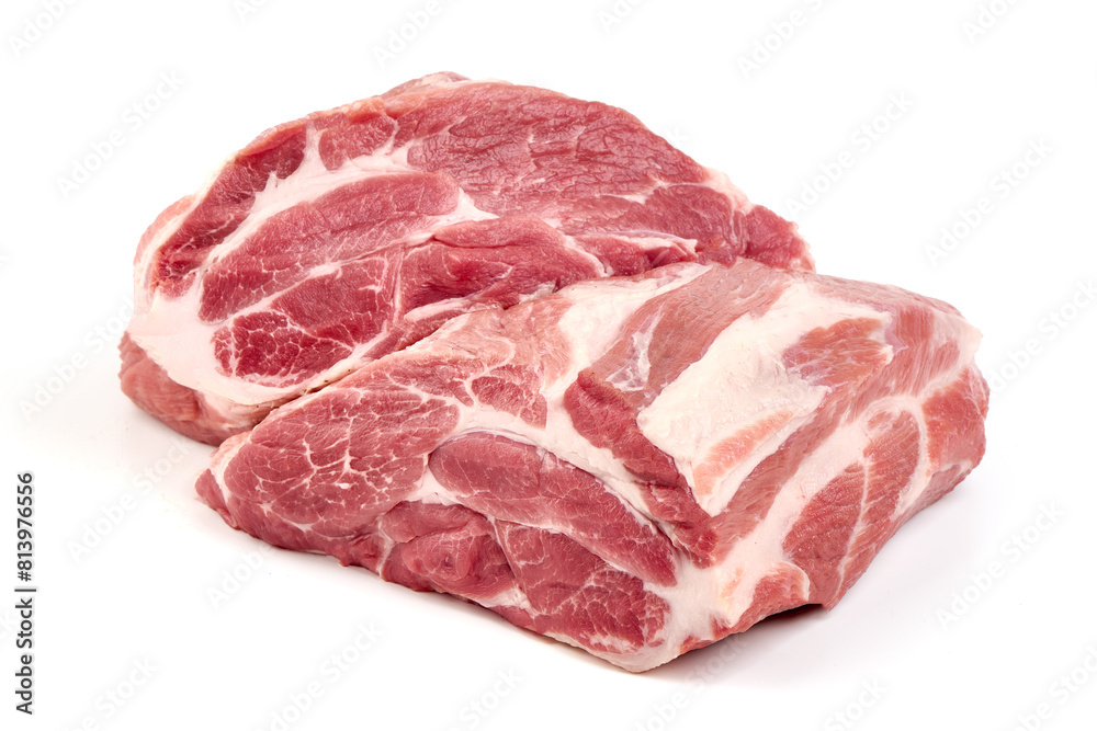 Chilled pork buston butt, isolated on white background Chilled pork buston butt, isolated on white background