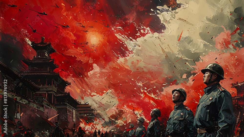 Fototapeta premium Illustrate the impact of the Cultural Revolution on Chinese society economy and culture including the disruption of education the destruction of cultural heritage and the loss of millions of lives.
