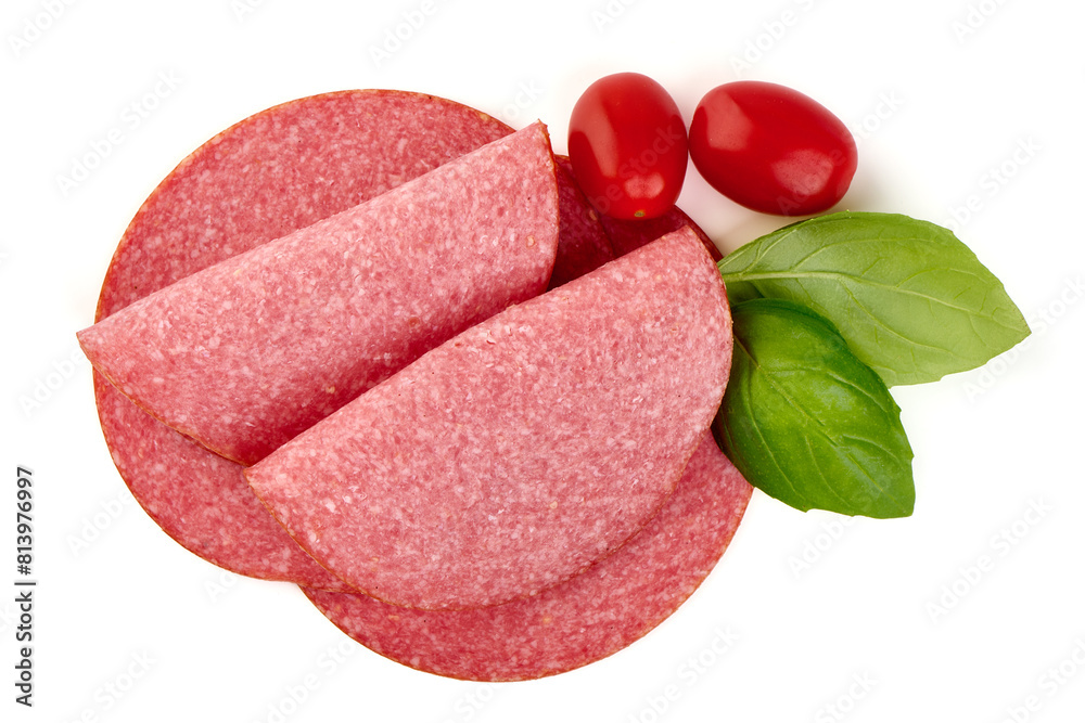 Salami smoked sausage, isolated on white background. High resolution image Salami smoked sausage, isolated on white background. High resolution image