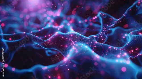 Sleek AI interface  holographic neural networks  blue and purple hues  closeup view