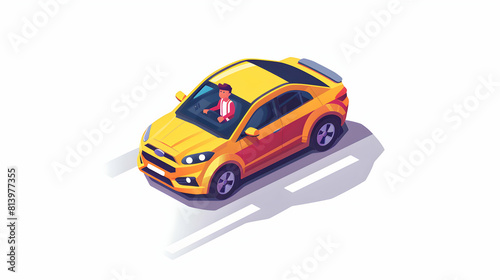 Exciting First Time Driver Experience   A Moment of Pure Joy  Flat Design Icon Depicting the Thrill and Independence of Driving Alone for the First Time