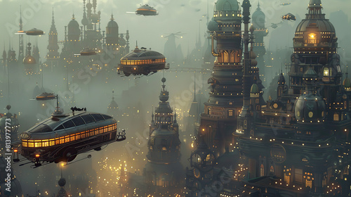 steampunk, city, Victorian, industrial, retro-futuristic, gears, machinery, fantasy, brass, steam-powered, technology, clockwork, vintage, mechanical, urban, dystopian, alternative history, gaslight, 