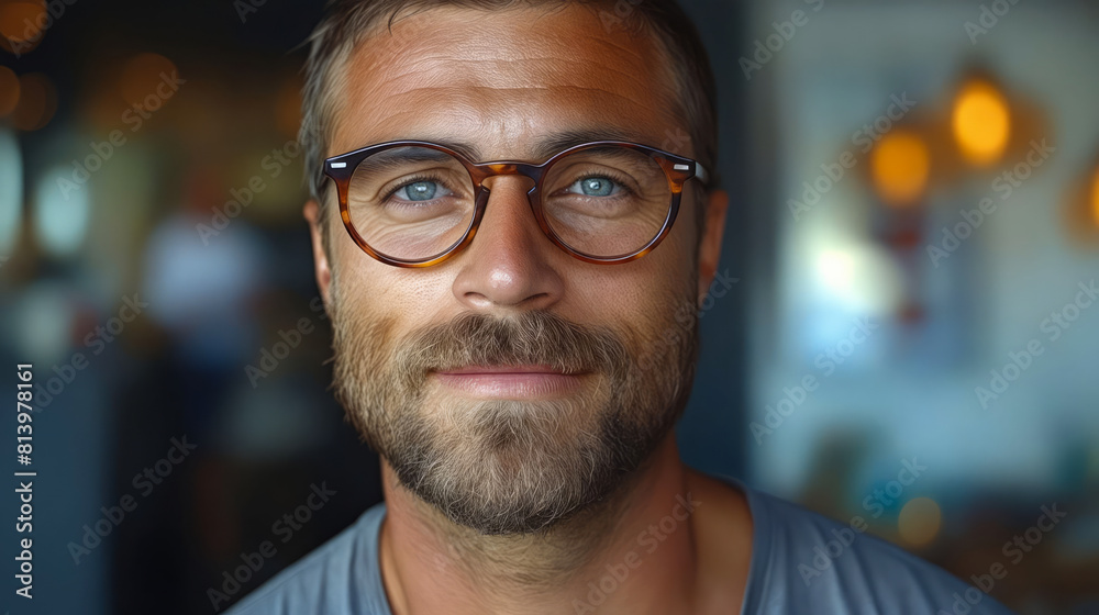 Fototapeta premium A man with glasses and a beard.