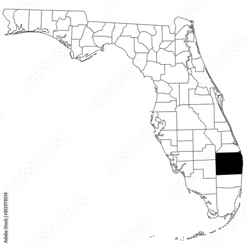 Map of palm beach County in Florida state on white background. single County map highlighted by black colour on Florida map. UNITED STATES, US photo