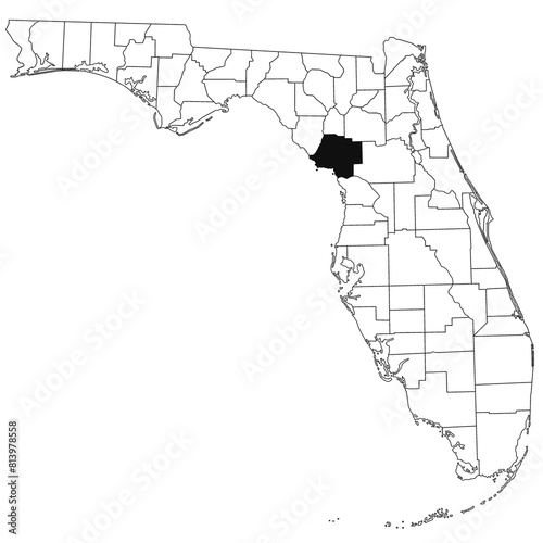 Map of levy County in Florida state on white background. single County map highlighted by black colour on Florida map. UNITED STATES, US