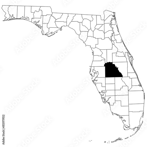 Map of Polk County in Florida state on white background. single County map highlighted by black colour on Florida map. UNITED STATES, US photo