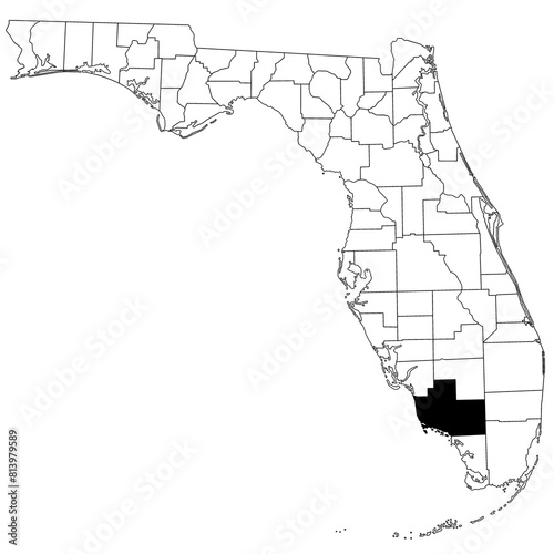 Quadro em tela Map of Collier County in Florida state on white background