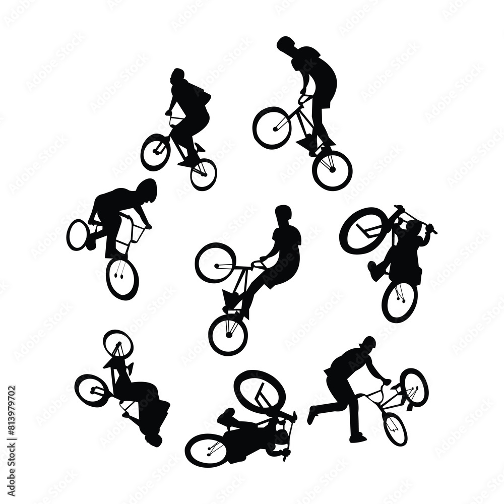 Obraz premium a black and white image of people riding bicycles and the word bicy on the bottom.