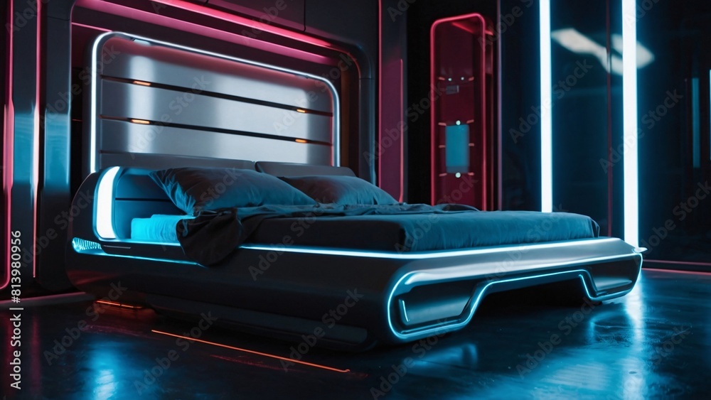 Naklejka premium futuristic bedroom interior and decoration idea