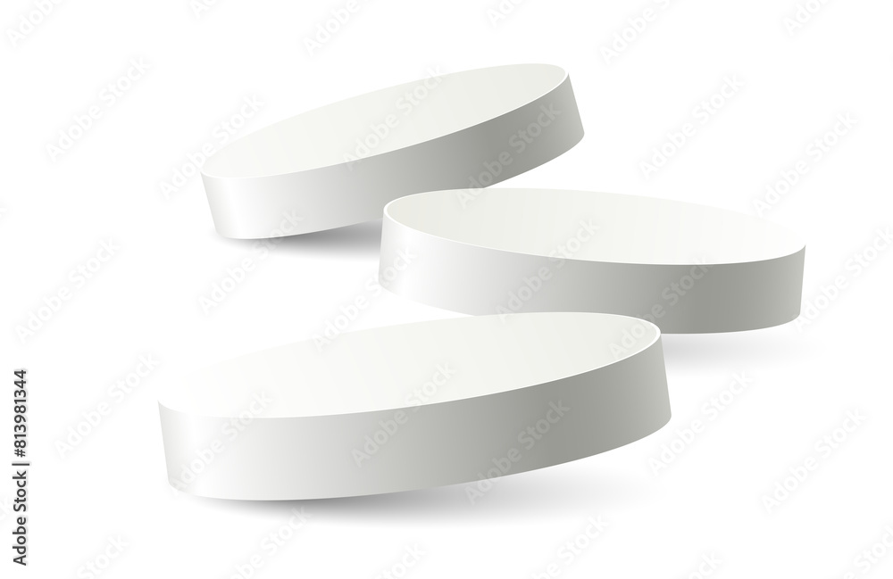 3 White circle pedestal podium product float on floor clean luxury style 3 White circle pedestal podium product float on floor clean luxury style