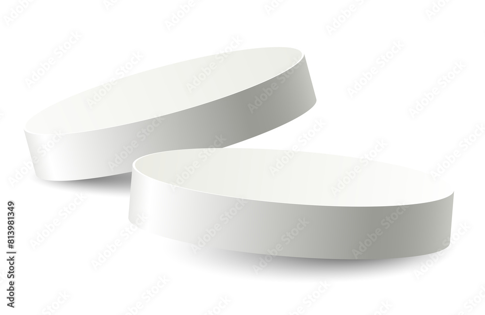 2 White circle pedestal podium product float on floor clean luxury style