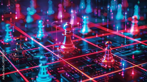 Strategic Game Board - Blue Red Teams for Cybersecurity Command Centre photo