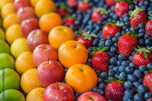 Nutritious array of organic fruits  rich in antioxidants and flavors  perfect for a healthy diet
