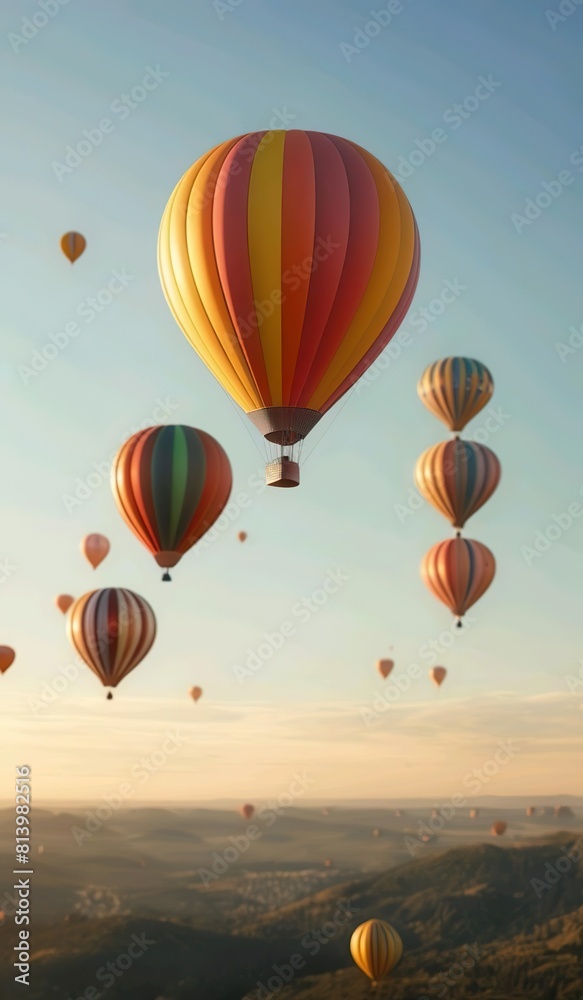 Fototapeta premium hot air balloon in sunset