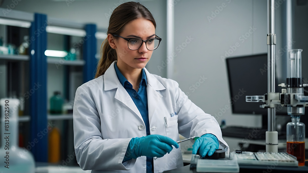 woman scientist working in the medical industry conducting research and testing woman scientist working in the medical industry conducting research and testing