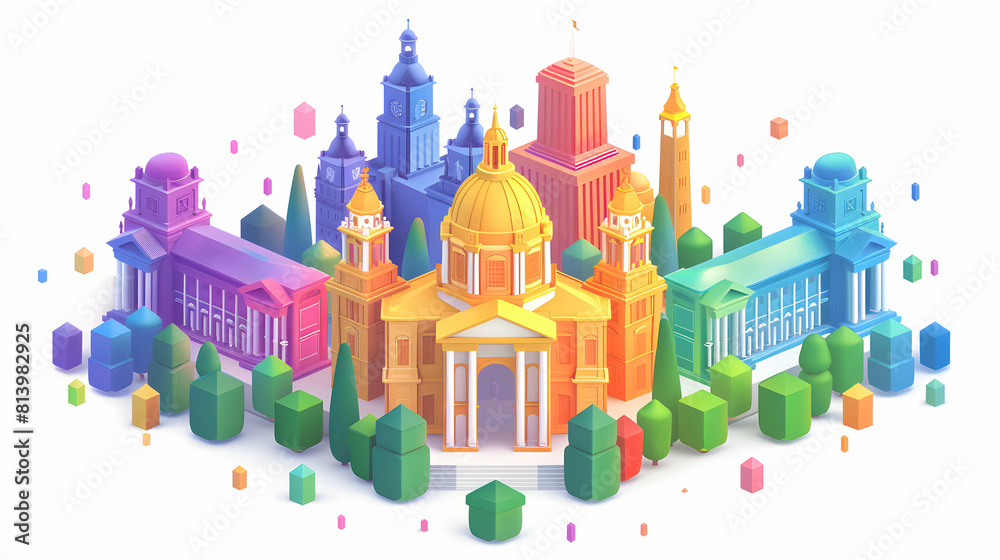 Pride Historical Tour: A Guided Exploration of LGBTQ History   Educational  Inspiring Flat Design Icons of Significant Sites  Stories for LGBTQ+ Community   Illustration