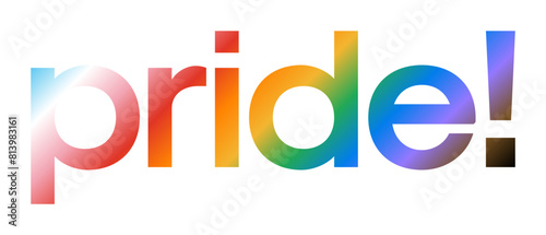Pride Text. Trendy Pride Typography in LGBTQ Pride Flag Colors. Rainbow Gradient Text Vector Illustration for Pride Month