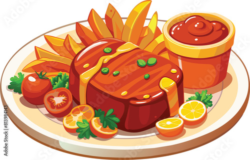 beef steak vector flat illustration