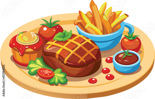 beef steak vector flat illustration