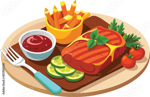 beef steak vector flat illustration