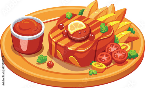beef steak vector flat illustration