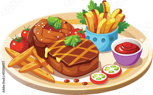 beef steak vector flat illustration
