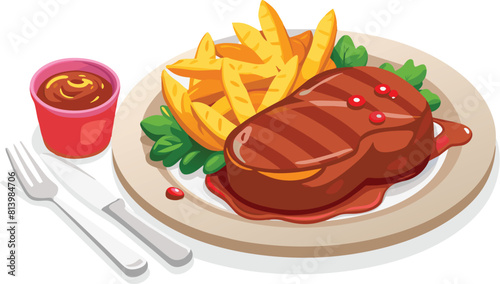 beef steak vector flat illustration