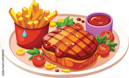 beef steak vector flat illustration