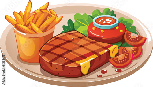 beef steak vector flat illustration