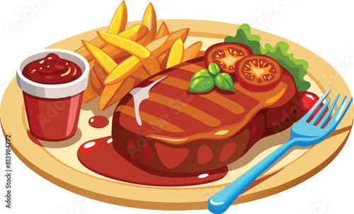 beef steak vector flat illustration