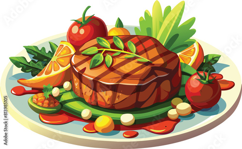 beef steak vector flat illustration