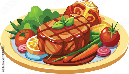 beef steak vector flat illustration