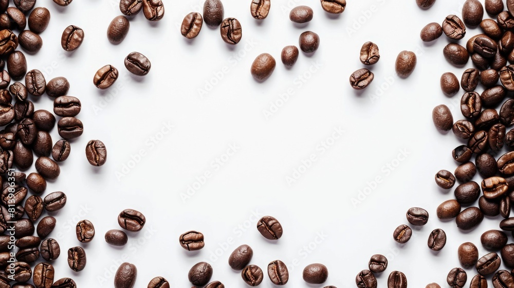 Fresh coffee beans on a clean white background. Suitable for coffee shops and cafes Fresh coffee beans on a clean white background. Suitable for coffee shops and cafes