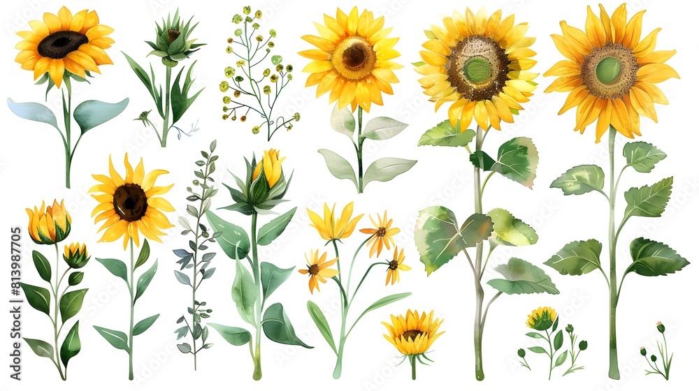 Vibrant Sunflower Floral Bouquet in Blooming Summer Meadow Field Landscape Vibrant Sunflower Floral Bouquet in Blooming Summer Meadow Field Landscape