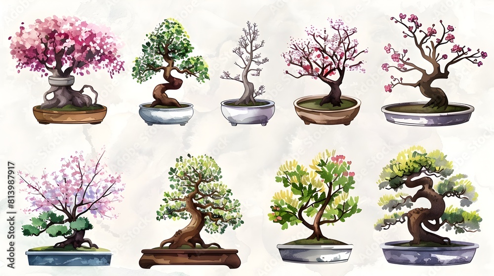 Vibrant Bonsai Miniature Trees in Stunning Pots for Serene Indoor Landscapes Vibrant Bonsai Miniature Trees in Stunning Pots for Serene Indoor Landscapes