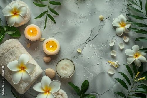 Soothing Spa Setup with Candles and Flowers