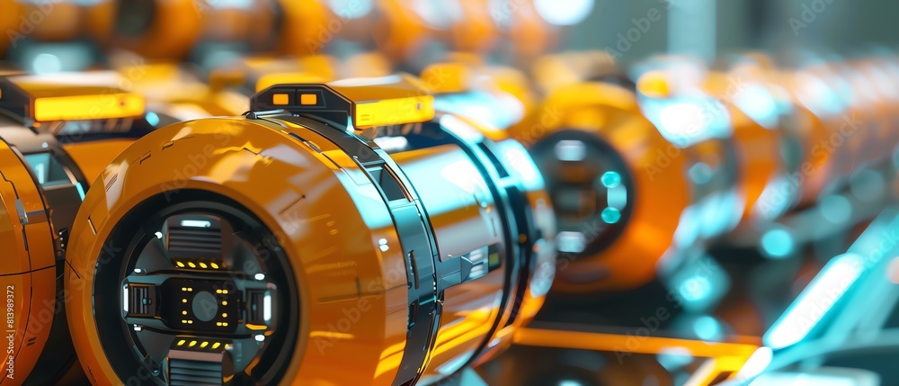 Energy transfer in batteries, side view of connection ports and quality surface, robotic tone, Splitcomplementary color scheme. Energy transfer in batteries, side view of connection ports and quality surface, robotic tone, Splitcomplementary color scheme.