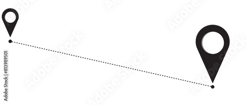Location pin icon . start location end location icon on white background. vector illustration. Location map path distance icon. 