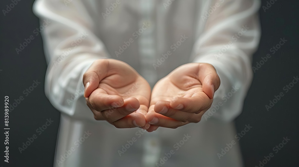 Peaceful acceptance clipart with open hands and a peaceful expression Peaceful acceptance clipart with open hands and a peaceful expression
