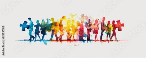 Peaceful cooperation clipart with people working together harmoniously2