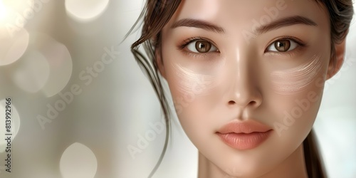 Skincare Routine and Treatments for Nasolabial Folds in Middle-Aged Japanese Women. Concept Middle-Aged Women, Skincare Routine, Treatments, Nasolabial Folds, Japanese photo