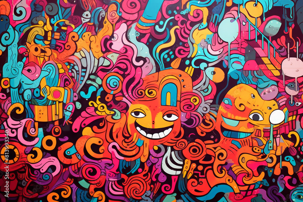 colorful graffiti art design bright background	
