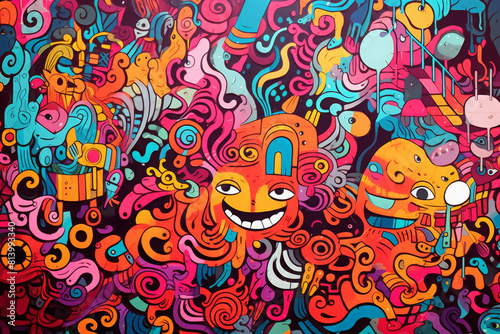 colorful graffiti art design bright background  