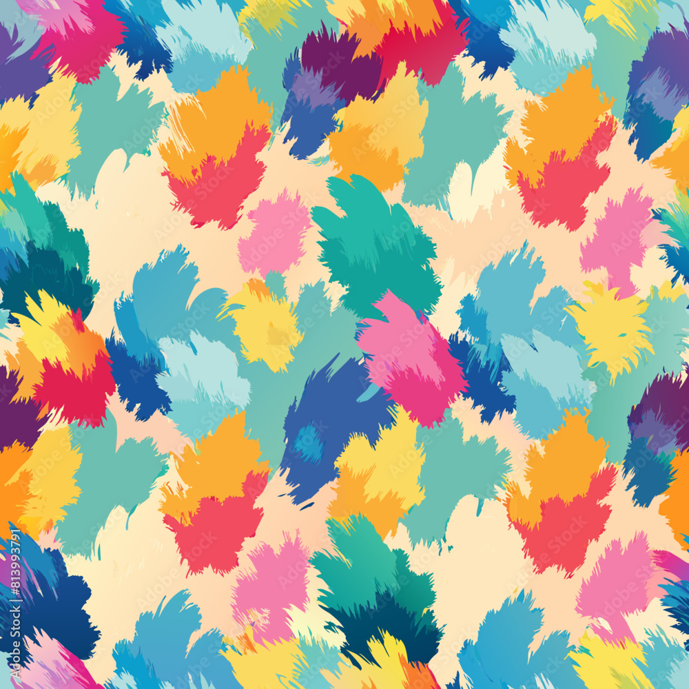 Abstract Watercolor Splashes Seamless Pattern