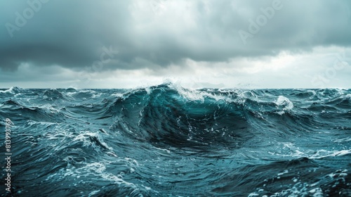A large body of water with intense waves, suitable for various design projects photo