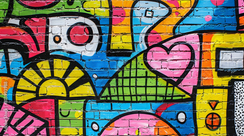 colorful graffiti art design bright background  