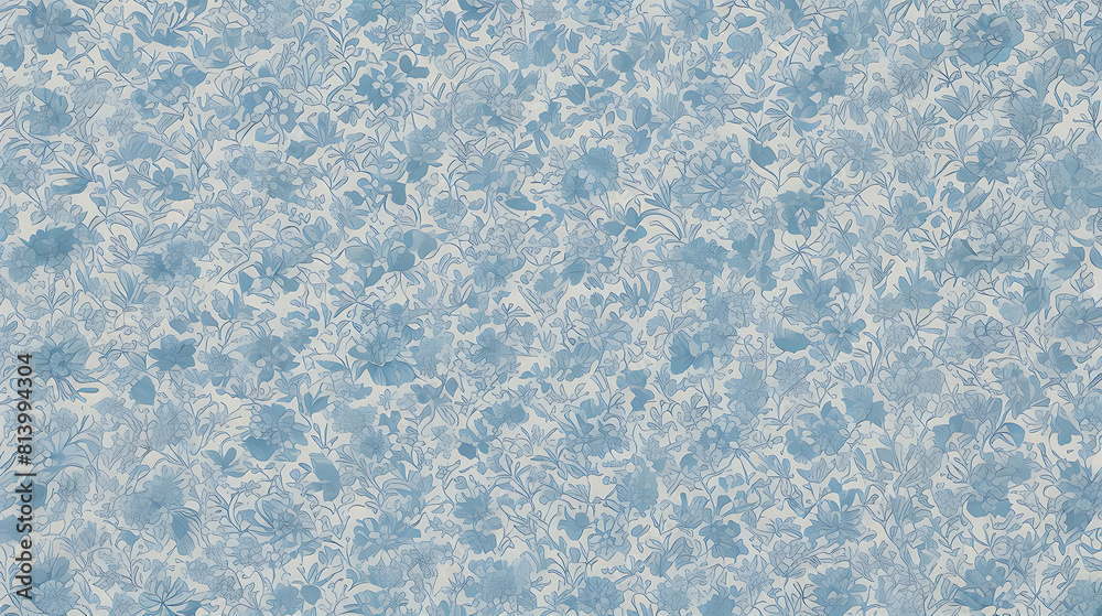 Obraz premium Variety blue botanic lines patterns on white background.
