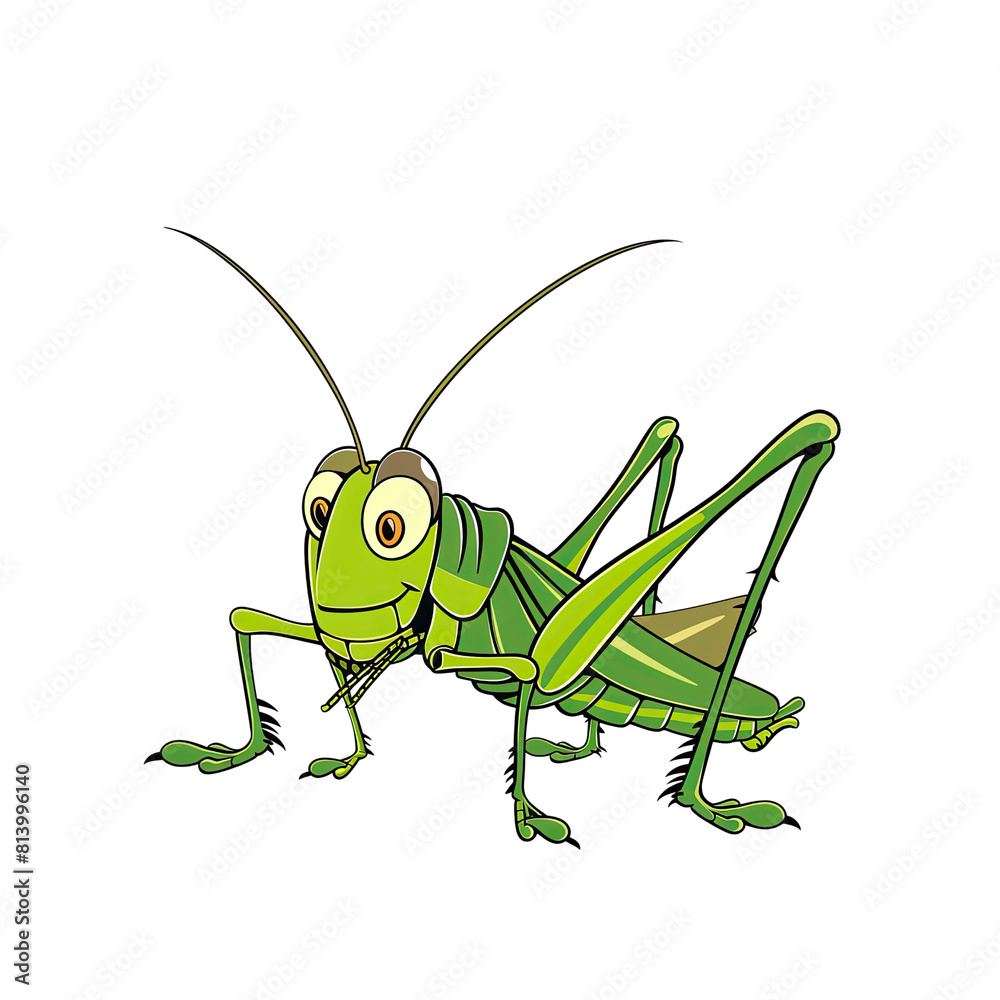 A Cute Grasshopper Cartoon, Cartoon Illustration A Cute Grasshopper Cartoon, Cartoon Illustration