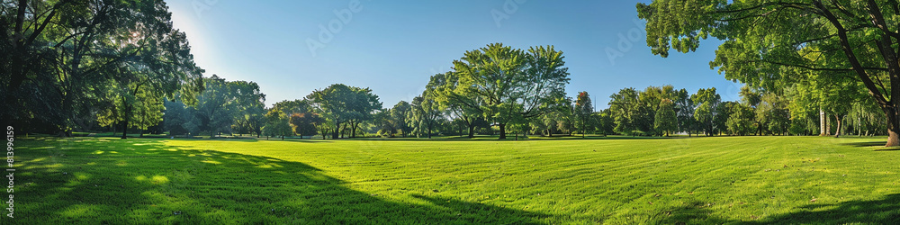 lush low grass park under a clear sky lush low grass park under a clear sky