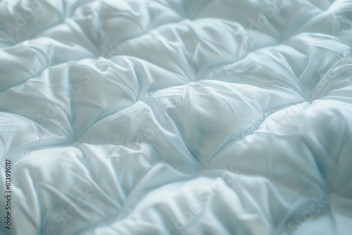 Close up of a bed with white sheets, suitable for bedroom interior design © Ева Поликарпова